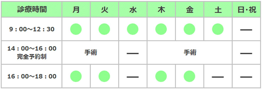 よしもと形成外科クリニック　診察時間